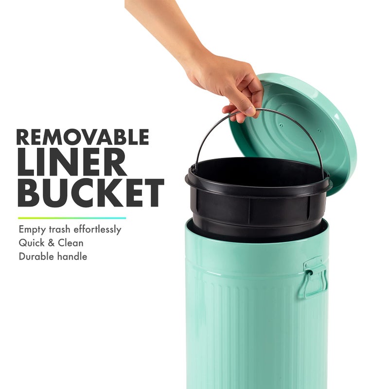 mingol Mint Green Trash Can with Lid, Turquoise Bathroom Bedroom Waste Basket Soft Close, Small Teal Garbage Can, Retro Vintage Home Office Trash Can, 12 Liter/3 Gallon, Glossy Mint Green - Image 5